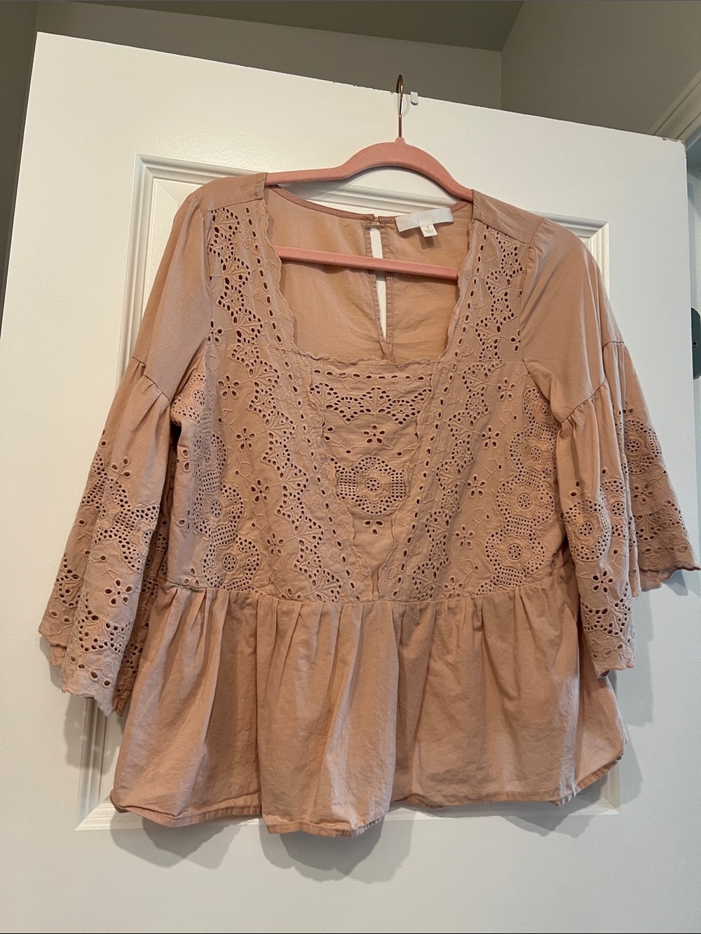 Adyson Parker Blush Eyelet Peplum Tunic